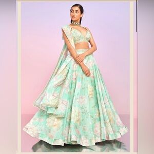 Mint Green / Floral Lehenga